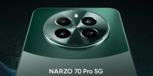 NARZO 70 Pro 5G smartphone with sleek design, Close-up of the NARZO 70 Pro 5G rear camera module, narzo 70 pro price, under 25000 smartphone