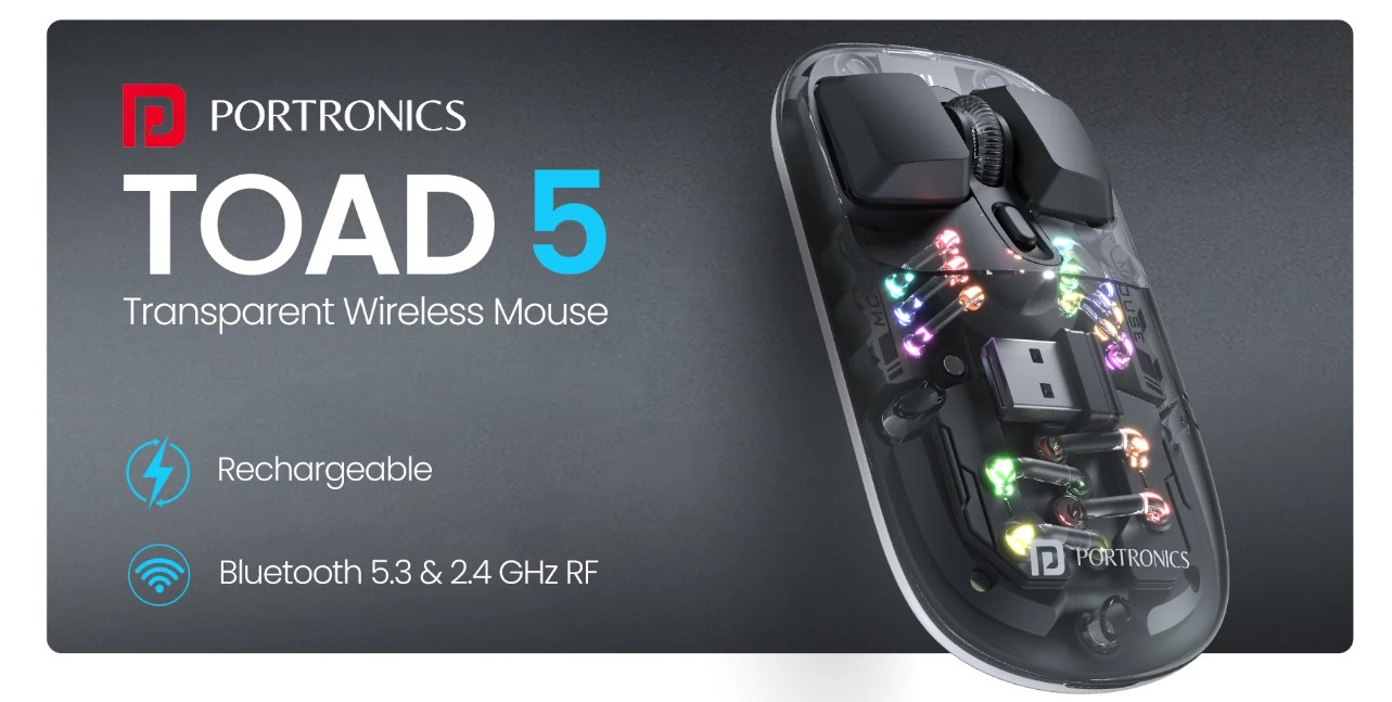 Portronics Toad 5 transparent mouse 